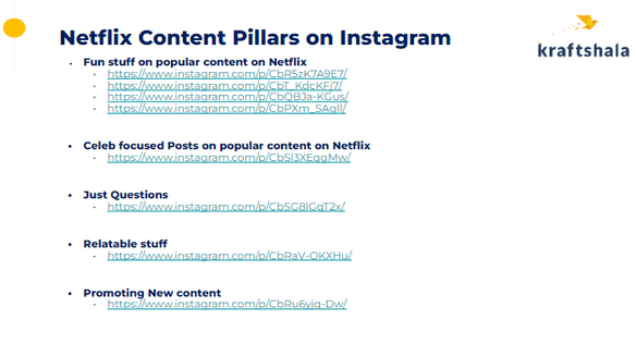 Netflix’s content pillars on Instagram