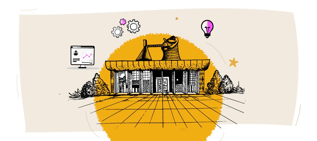 Illustration of a creative Kraftshala office building.