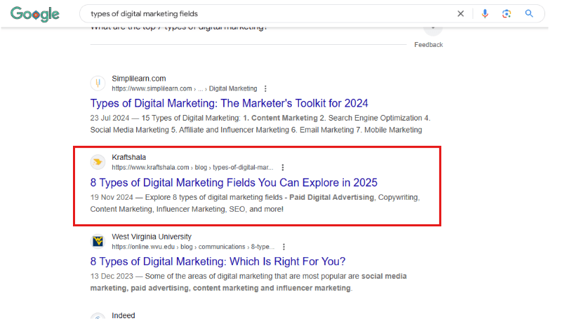 search results page