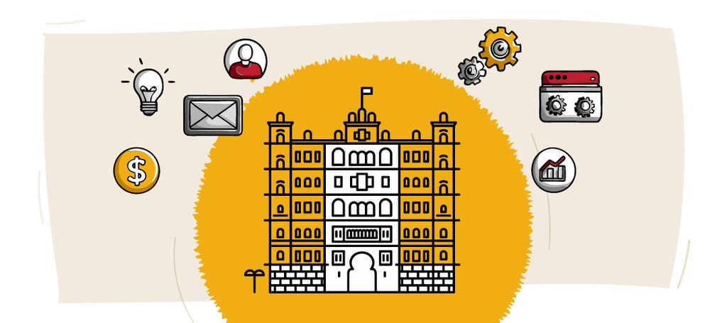 Illustration of Indore landmarks with Kraftshala branding.