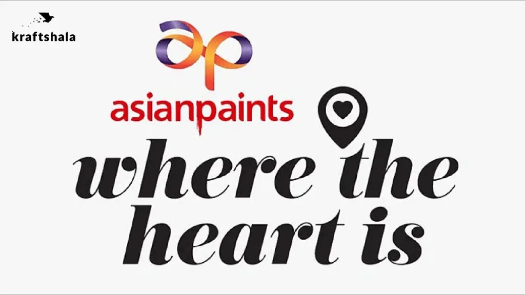 Asian Paints logo with &quot;Where the Heart Is&quot; text.