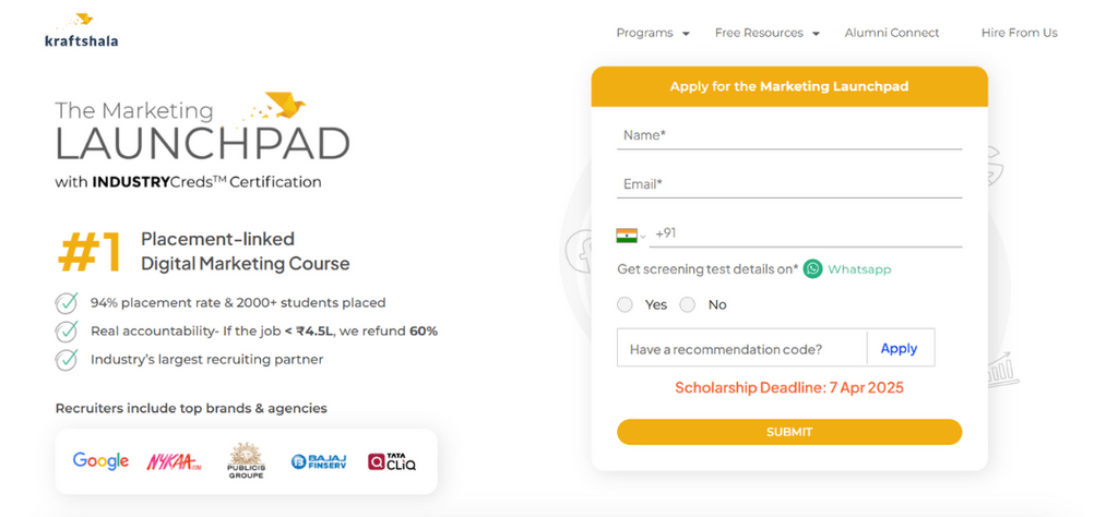 Kraftshala Marketing Launchpad Program