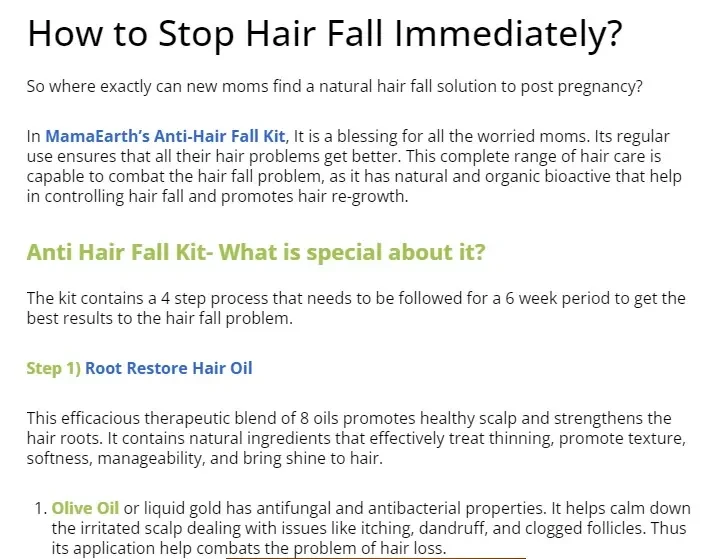 MamaEarth Anti-Hair Fall Kit with natural ingredients displayed